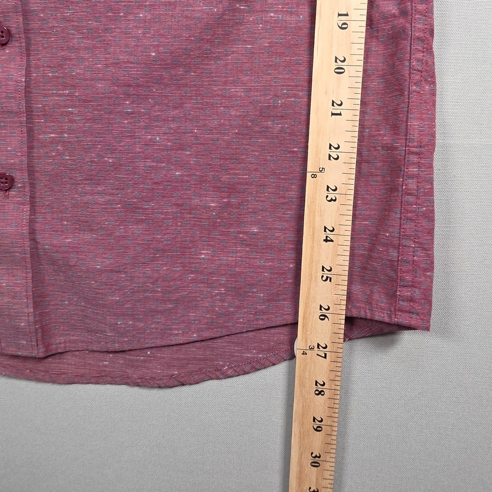 TravisMathew‎ Button Down Shirt Mens M Burgundy Geometric Short Sleeve - Picture 8 of 8